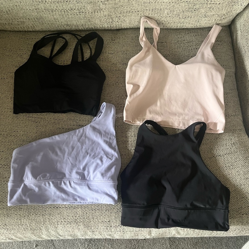 (4) lululemon sports bras size 6